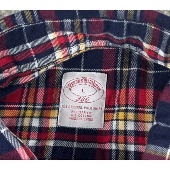 Brooks Brothers Shirt Men Large Red Blue Plaid Long Sleeve Button Up Regular Fit - Picture 6 of 10